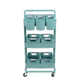 Tier Rolling Trolley ABS Basket Organizer Shelves Blue Color 3 Salon Trolley Salon Furniture Commercial Furniture Plastic Modern